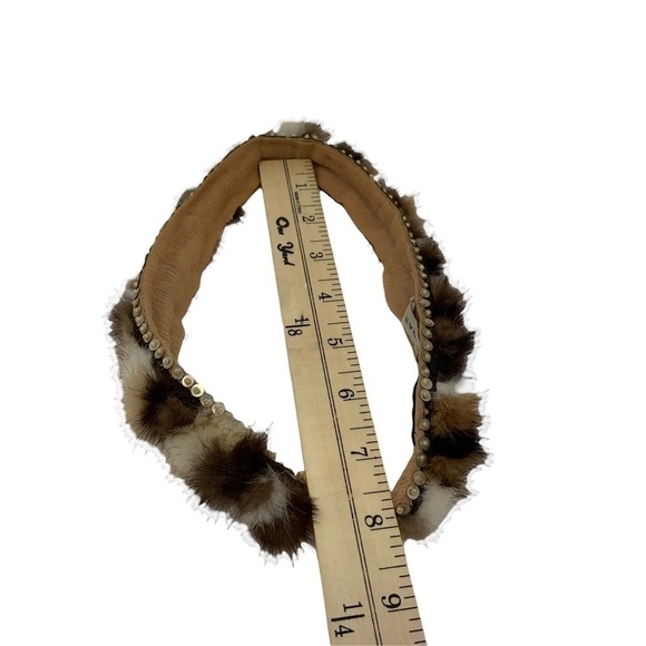 Mignonne Gavigan Fur Beaded Headband Silk Lined Rare main image 7